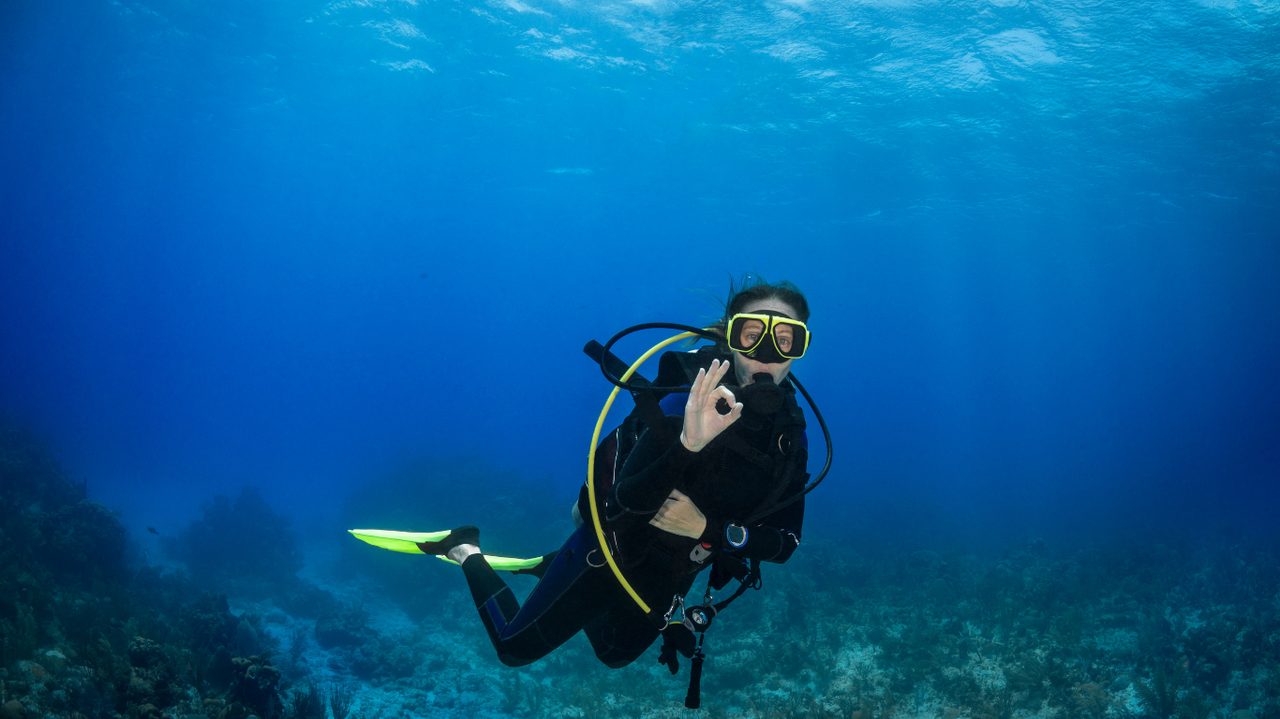 Scuba diver giving the OK hand signal