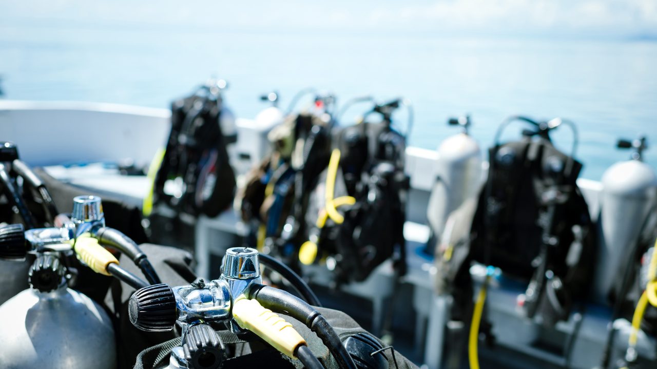 Scuba regulator and gear laid out
